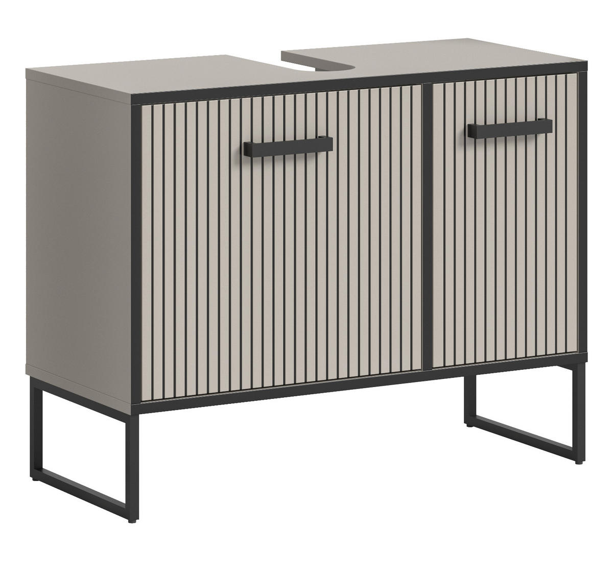 WASCHBECKENUNTERSCHRANK schwarz, sand 80 cm mit Soft-Close - Sandfarben/Schwarz, Holzwerkstoff/Metall (80/63/36cm) - Inn.Furn