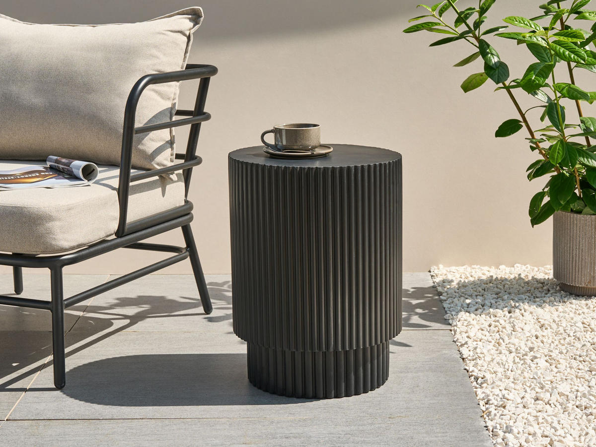 BEISTELLTISCH Beton schwarz rund 35 cm Biccari - Schwarz, Stein (35/35/45cm) - Beliani