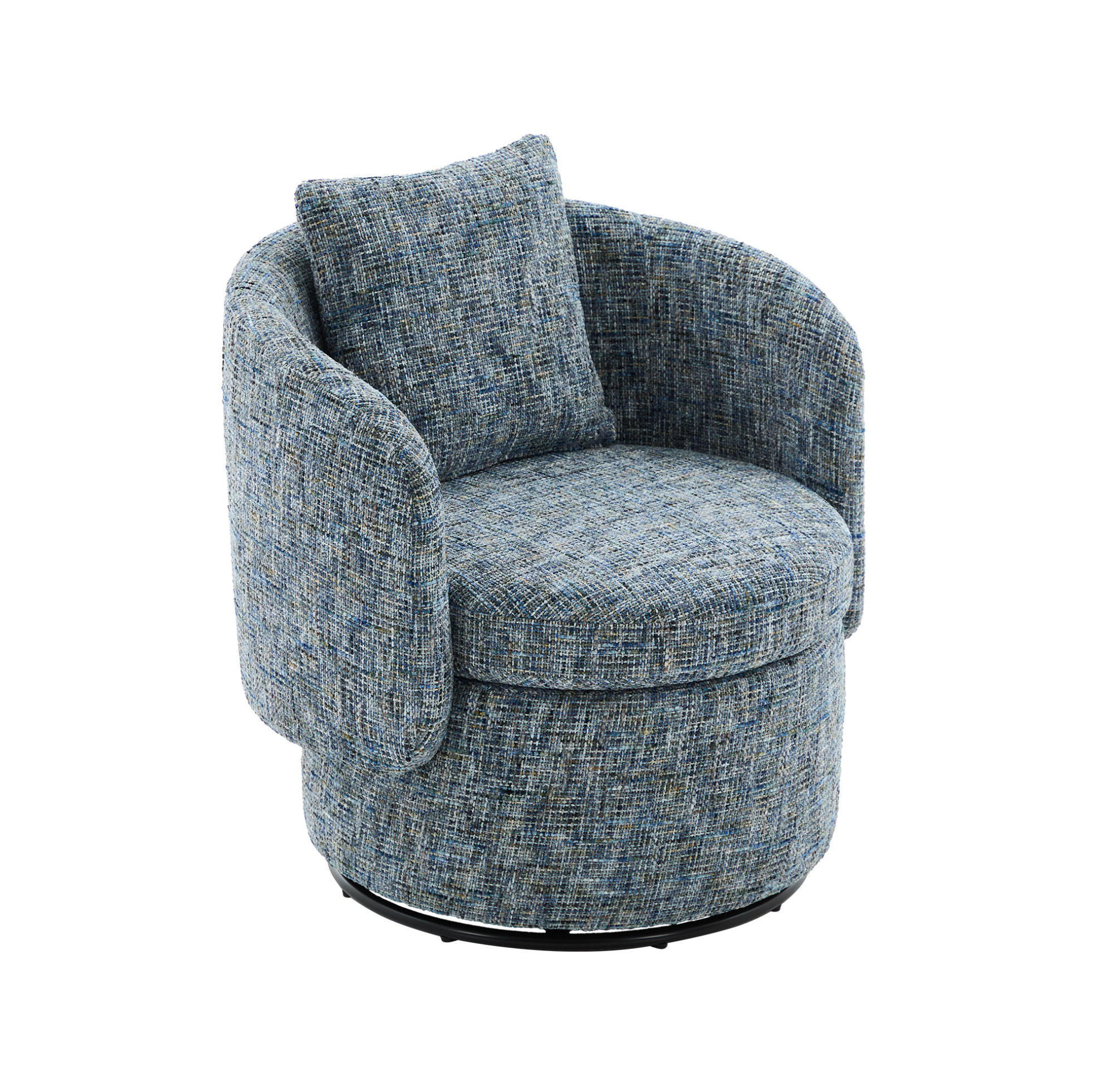 DREHSESSEL 72/66,5/76 cm aus Chenille mit 360°-Drehfunktion und Stauraum - Blau, Textil (66.5/76/72cm) - BEAOK