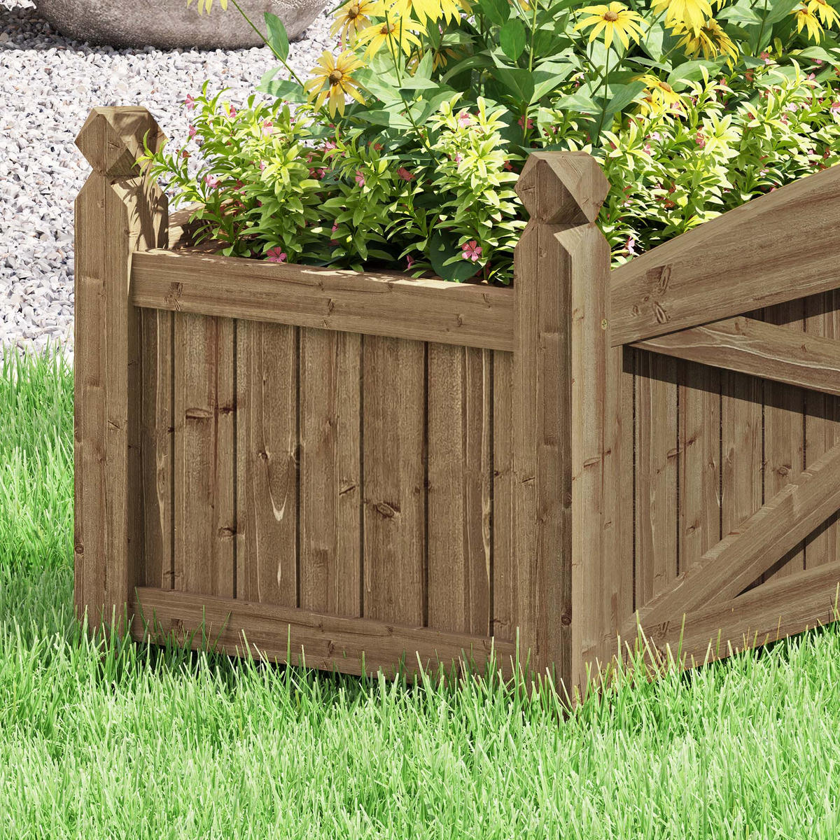 HOCHBEET DE-12206 90/39/37 cm mit Drainage Dunkelbraun - Braun, Holz (90/37/39cm) - ComfortXL