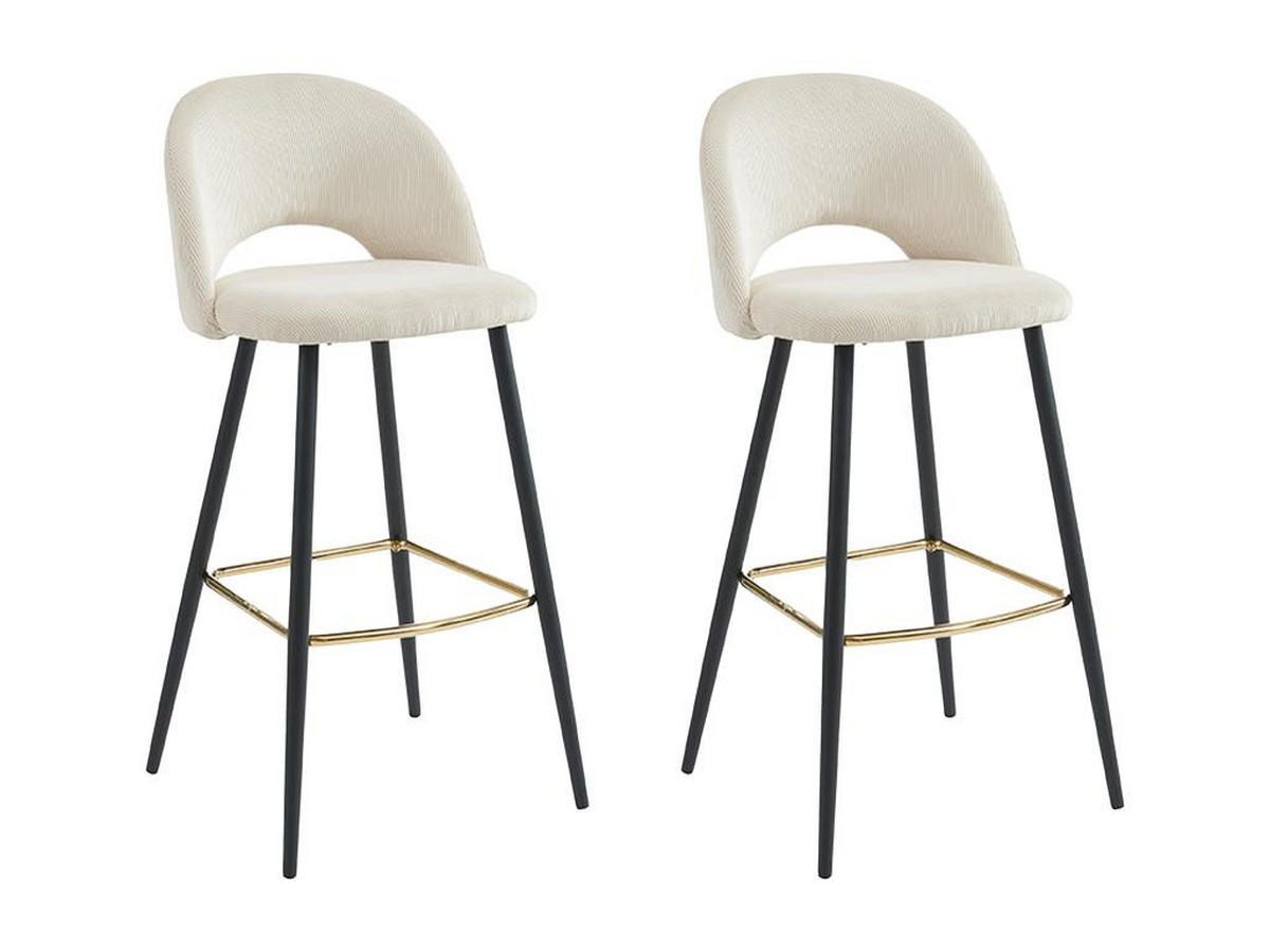 BARHOCKER 2er-Set - Cord & Metall - Cremefarben - FINCHY - Creme, Textil (50/100/48cm) - Pascal Morabito