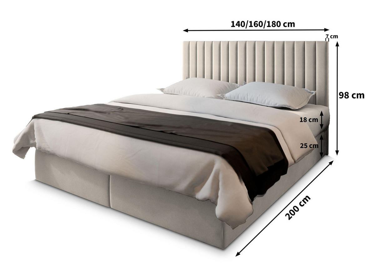 BOXBETT BRES 180x200 cm mit Matratze und Topper - Braun - Braun, Holz (180/200cm) - MASSENO