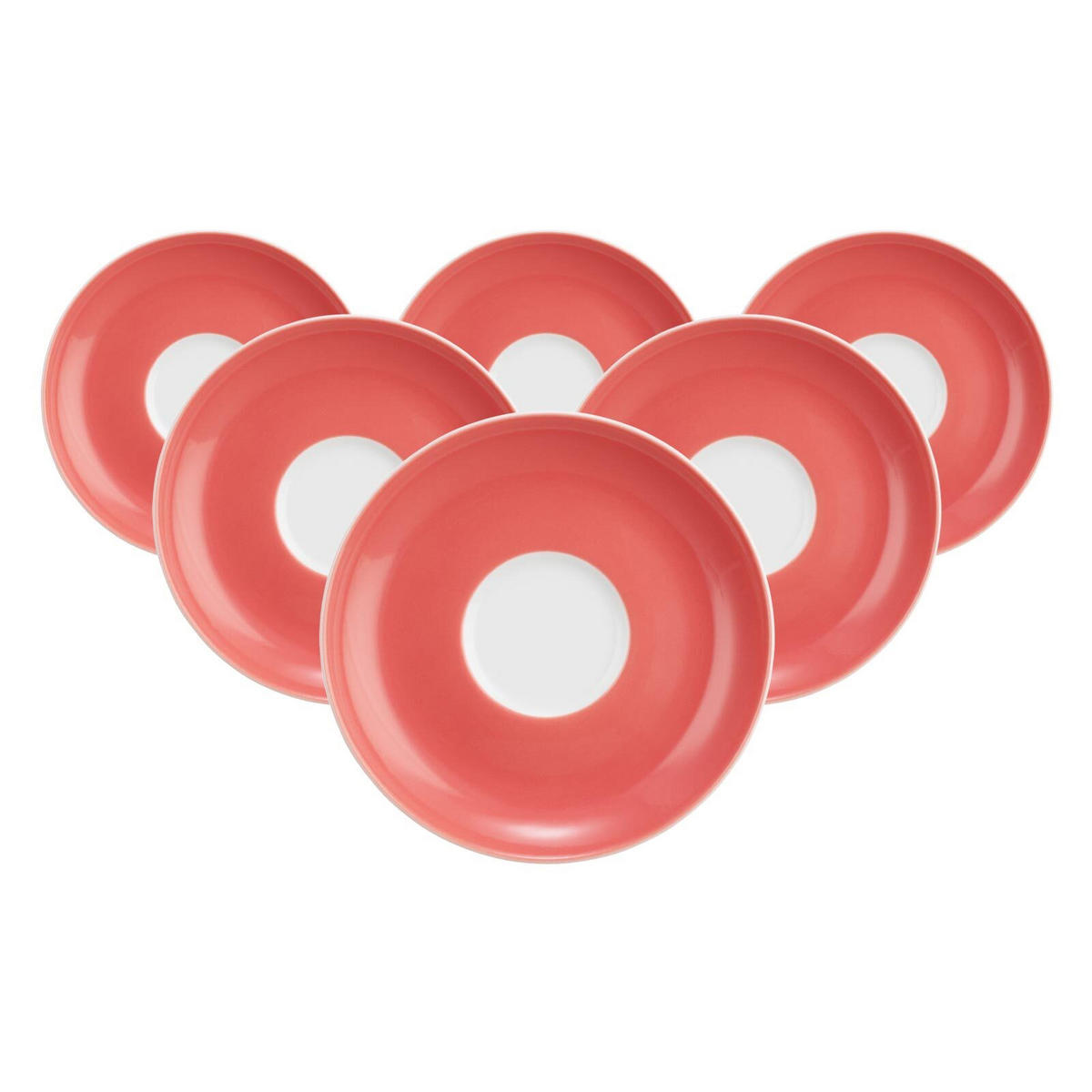TEEUNTERTASSEN Liberty Pure Colors Flamingo Red ø 13 cm 6er Set - Rot, Keramik (13cm) - Seltmann Weiden
