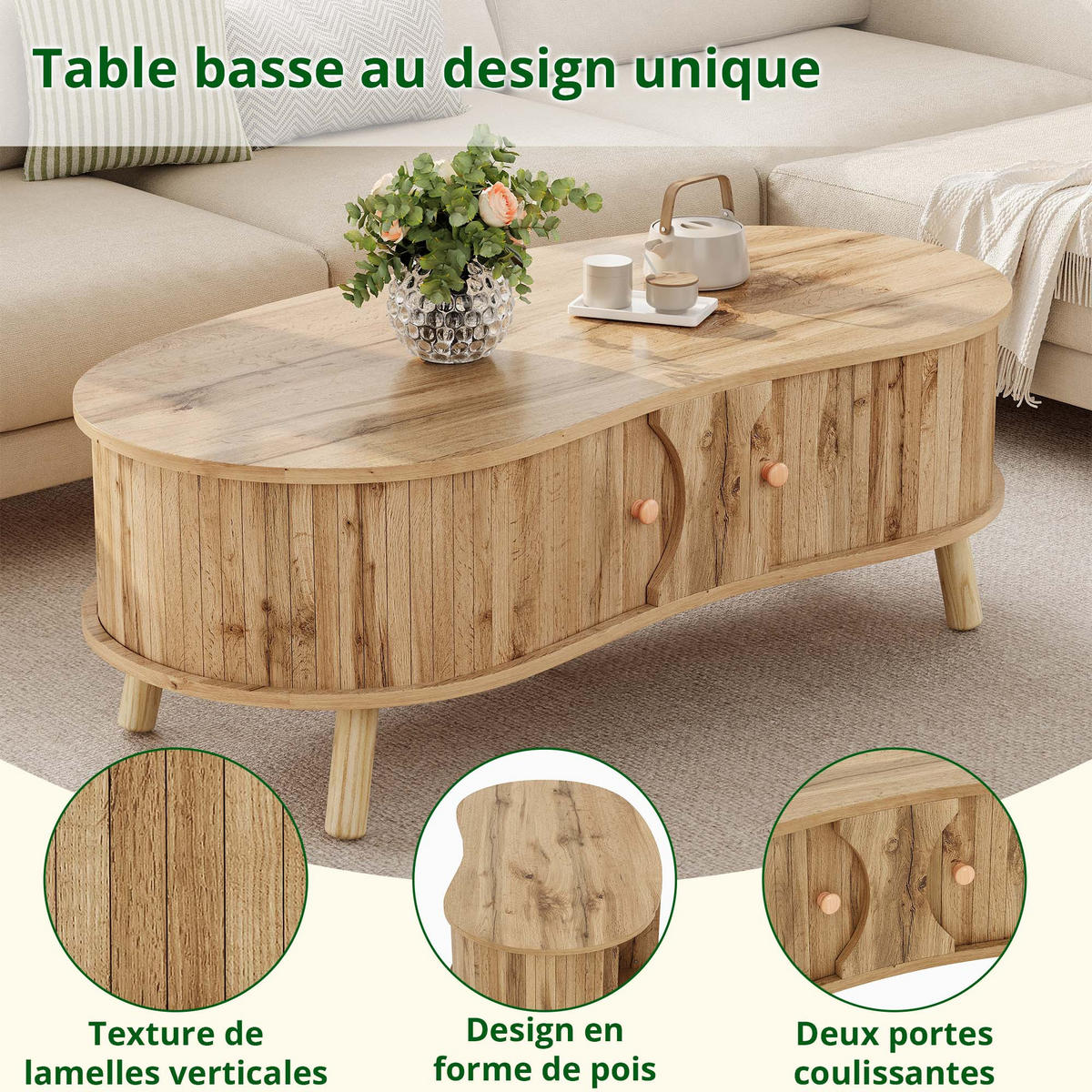COUCHTISCH Natur 108/50/37 cm - Naturfarben, Holzwerkstoff (50/108/37cm) - PANGIVO
