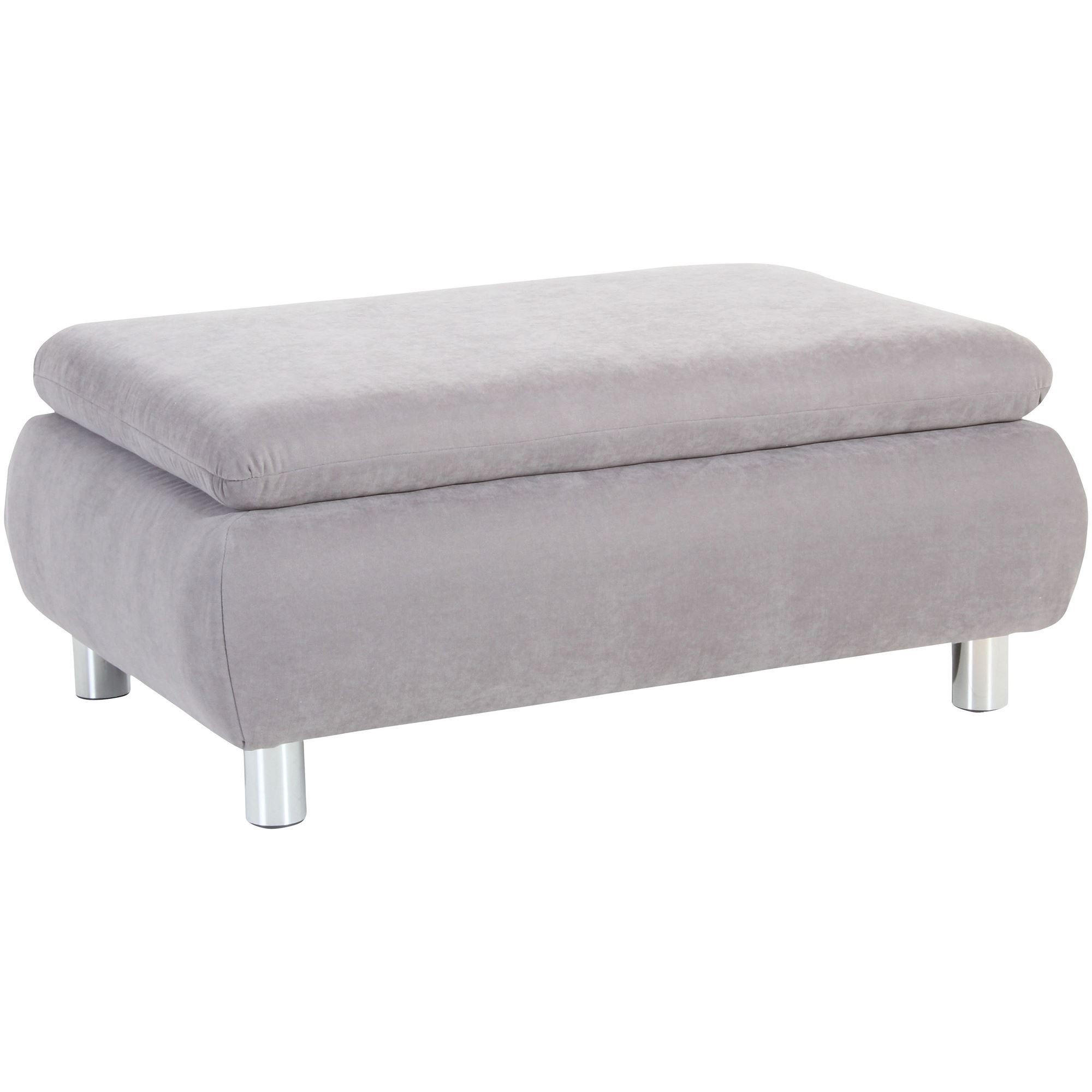 HOCKER Kaye Bezug Veloursstoff Metallfuß verchromt / silber - Grau, Kunststoff (90/43/60cm) - 58aufmkessel