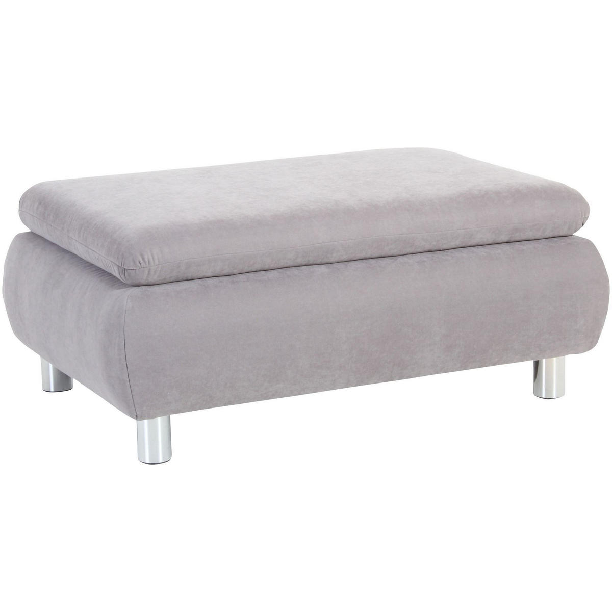 HOCKER Kaye Bezug Veloursstoff Metallfuß verchromt / silber - Grau, Kunststoff (90/43/60cm) - 58aufmkessel