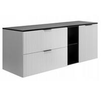 WASCHBECKUNTERSCHRANK FLOW mit Regal + Platte Weiß matt 140/57/46 cm - Weiß, Holzwerkstoff (140/57/46cm) - Rodan