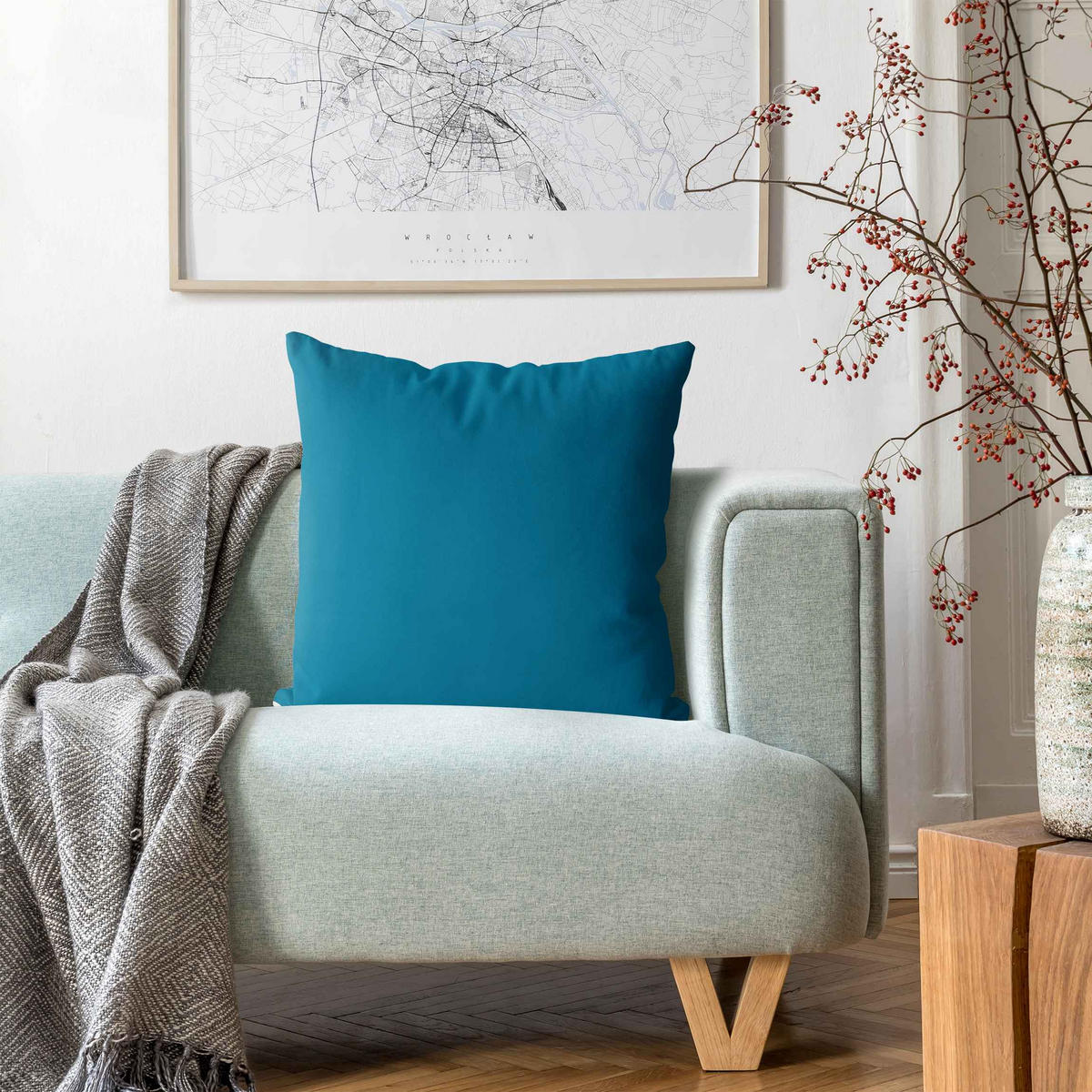 DEKOKISSEN Petrol 50/50 cm - Petrol, Textil (50/50/10cm) - Bilderwelten