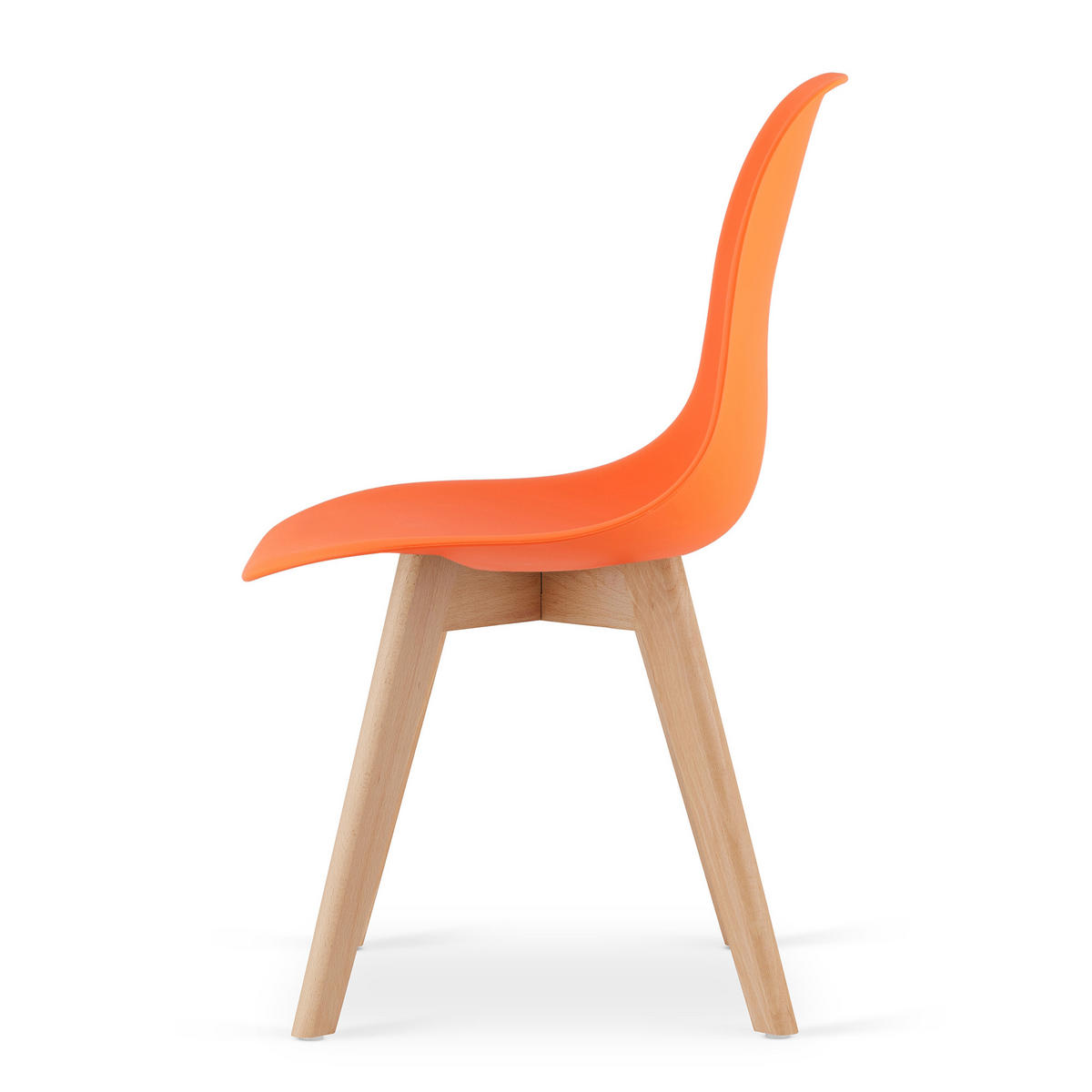 ESSZIMMERSTUHL 2-er Set KITO orangefarbener Sitz, natürliche Beine - Orange/Naturfarben, Kunststoff (46/80/54.5cm) - Valora