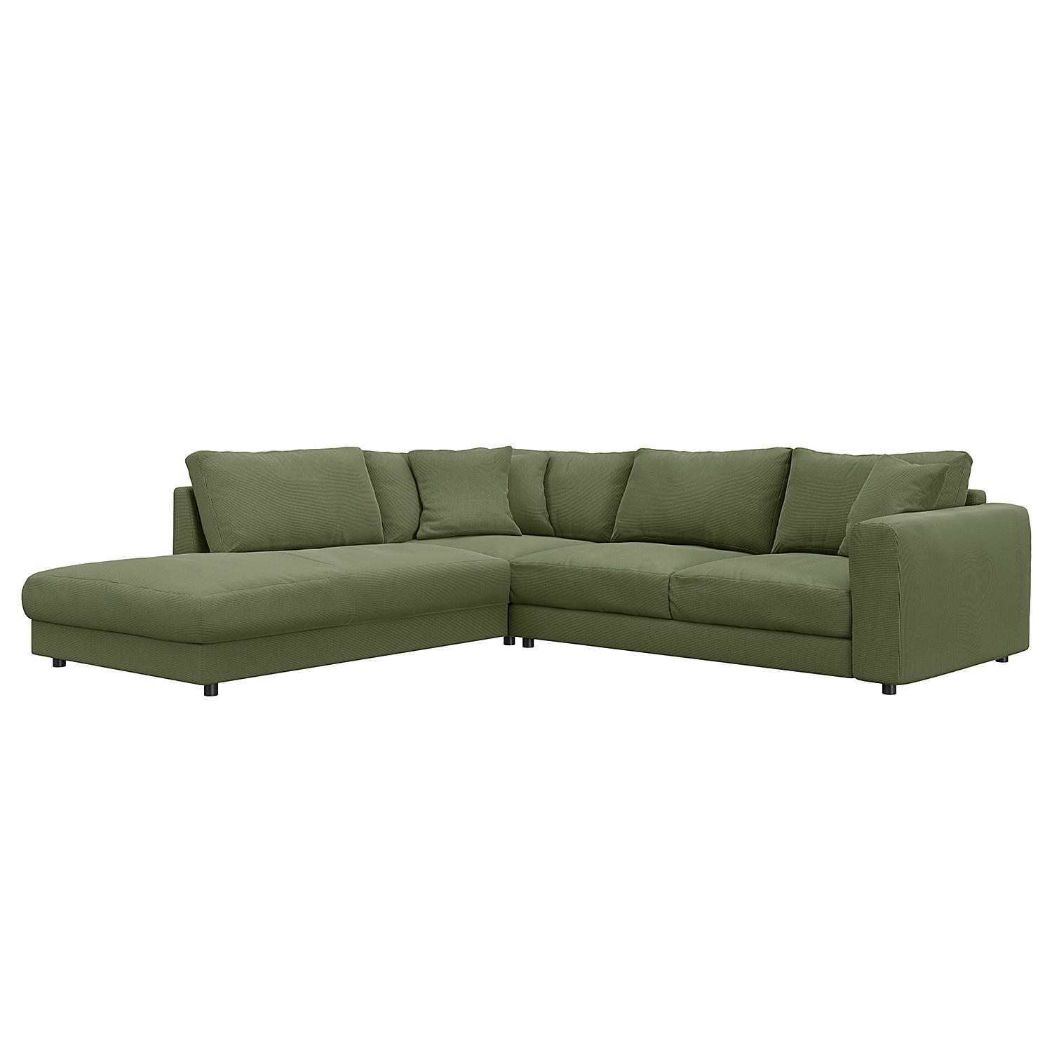 ECKSOFA mit Ottomane - Schwarz/Grün, Textil (267/254cm) - home24
