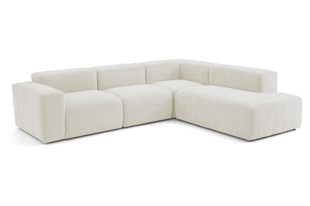 4-SITZER modulares Ecksofa HEAVEN SET 2 Rechts, Breite 300 cm Webstoff Weiß - Schwarz/Weiß, Holz/Kunststoff (245/300cm) - Muffo