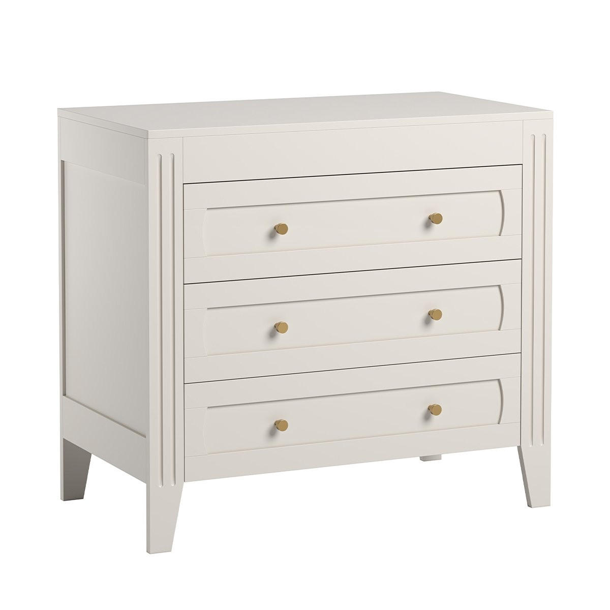 KOMMODE mit 3 Schubladen und Zierleisten L100 x H92cm - Milenne - Weiß, Holzwerkstoff (55/91.8/100.2cm) - Calicosy