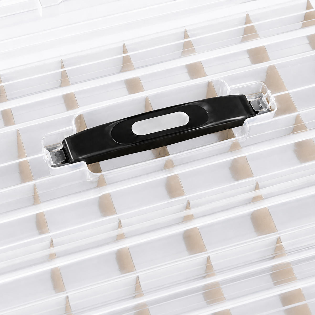 ÚLOŽNÁKRABICE Transparentní 55 l s přihrádkami - průhledná, plast/vlnitá lepenka (51/32.5/38.5cm) - Relaxdays