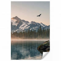 TAPETE - Berge - Wasser - Bäume - 140x220 cm - Multicolor, Papier (140/220cm) - OnlyWow