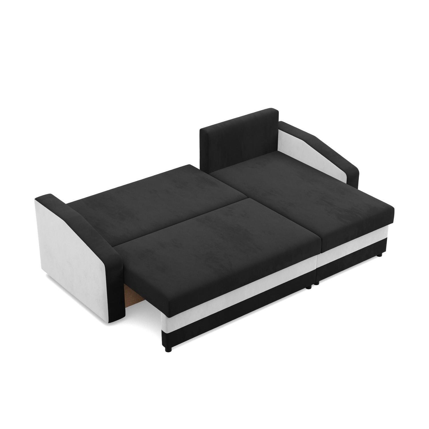 Thumbnail - Ecksofa, Schwarz, Weiß, Textil, 3-Sitzer, L-Form, 231x140 cm, Wohnzimmer, Sofas & Couches, Wohnlandschaften, Ecksofas