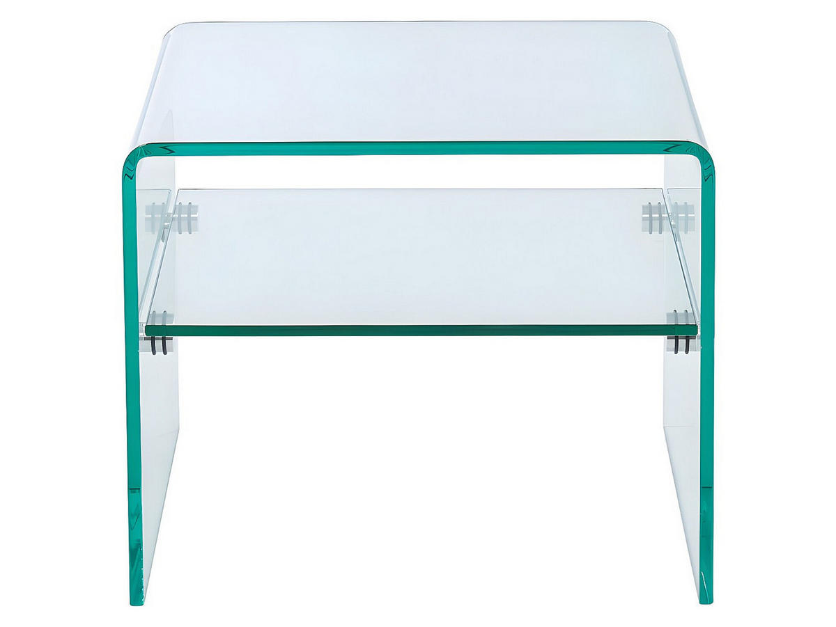 2ER-SET Nachttische mit 1 Ablage - Sicherheitsglas - STILEOS - Transparent, Glas (48/40/40cm) - Vente-Unique