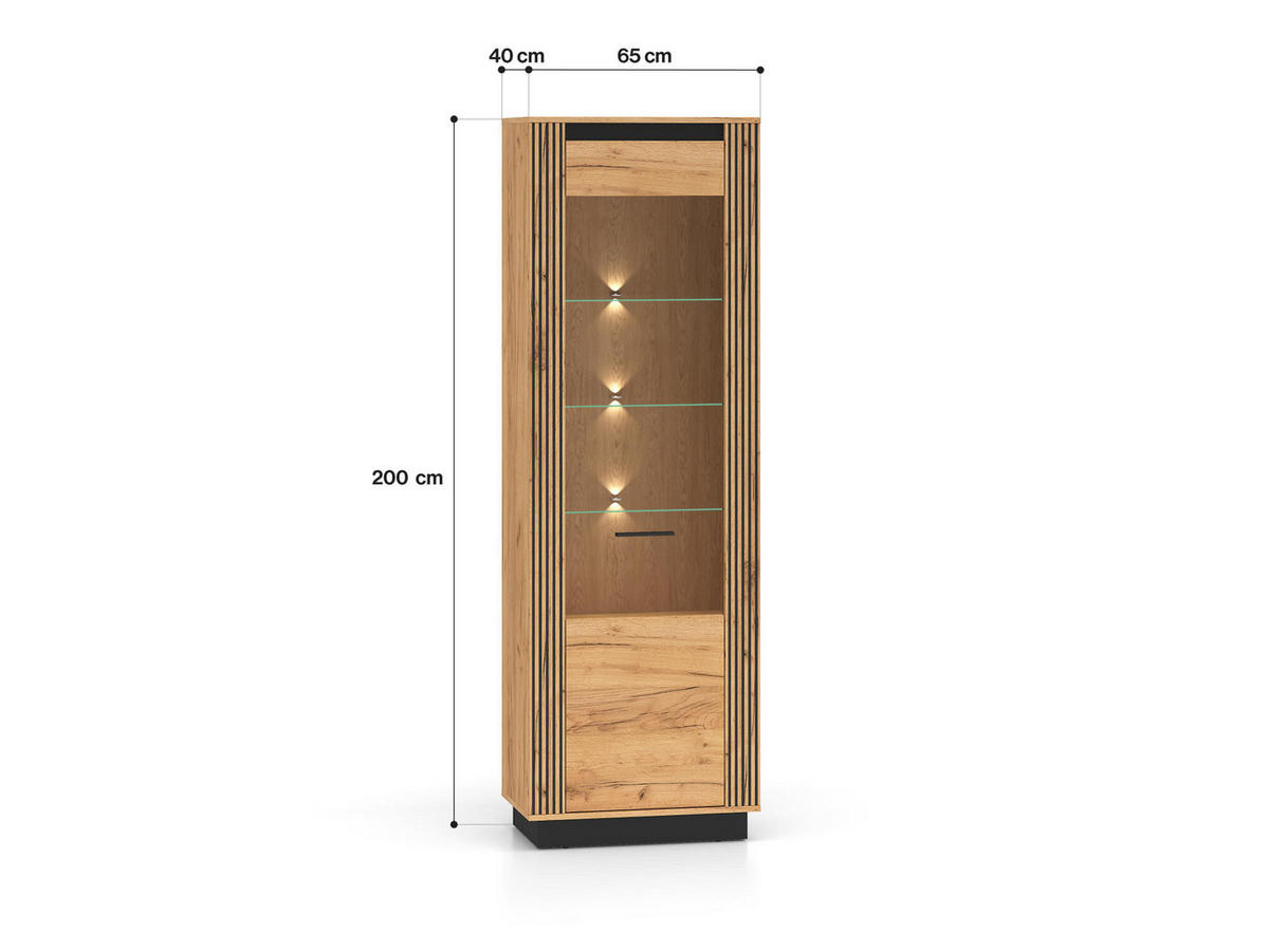 VITRINE URSO Beige 65x40x200 cm - Beige, Holzwerkstoff (65/200/40cm) - FURNLUX