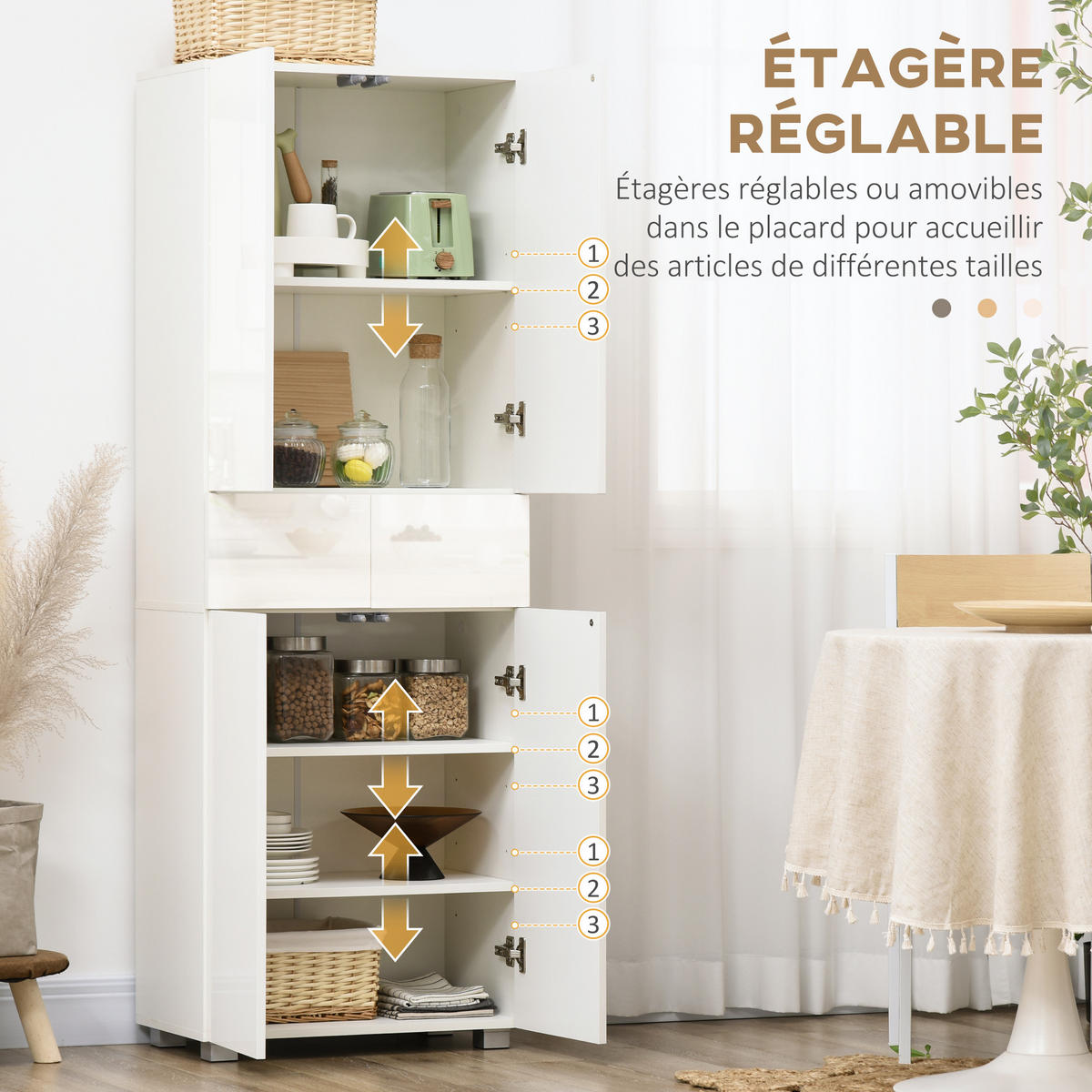 HIGHBOARD DE-11024 4 Türen Weiß Hochglanz - Weiß Hochglanz, Holzwerkstoff (35/170/60cm) - ComfortXL
