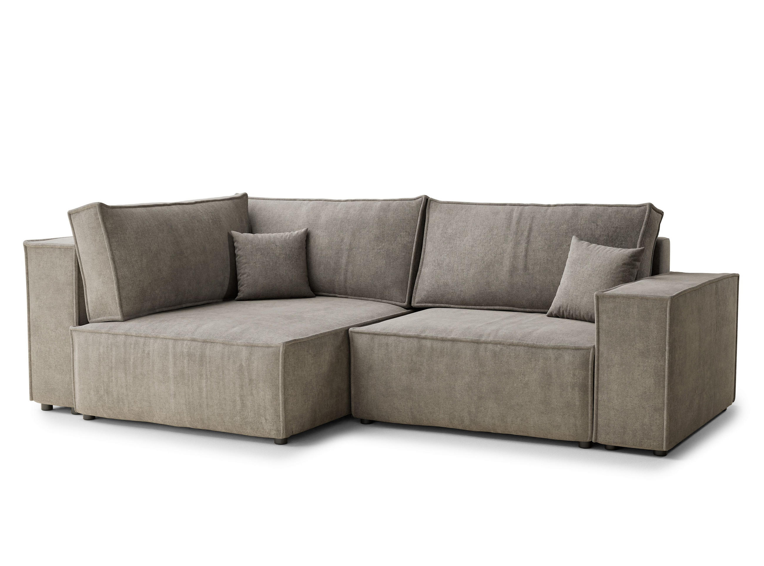 ECKSOFA MIT SCHLAFFUNKTION Tonga Braun Webstoff - Schwarz/Braun, Holz/Holzwerkstoff (105/225cm) - Maison de Reve