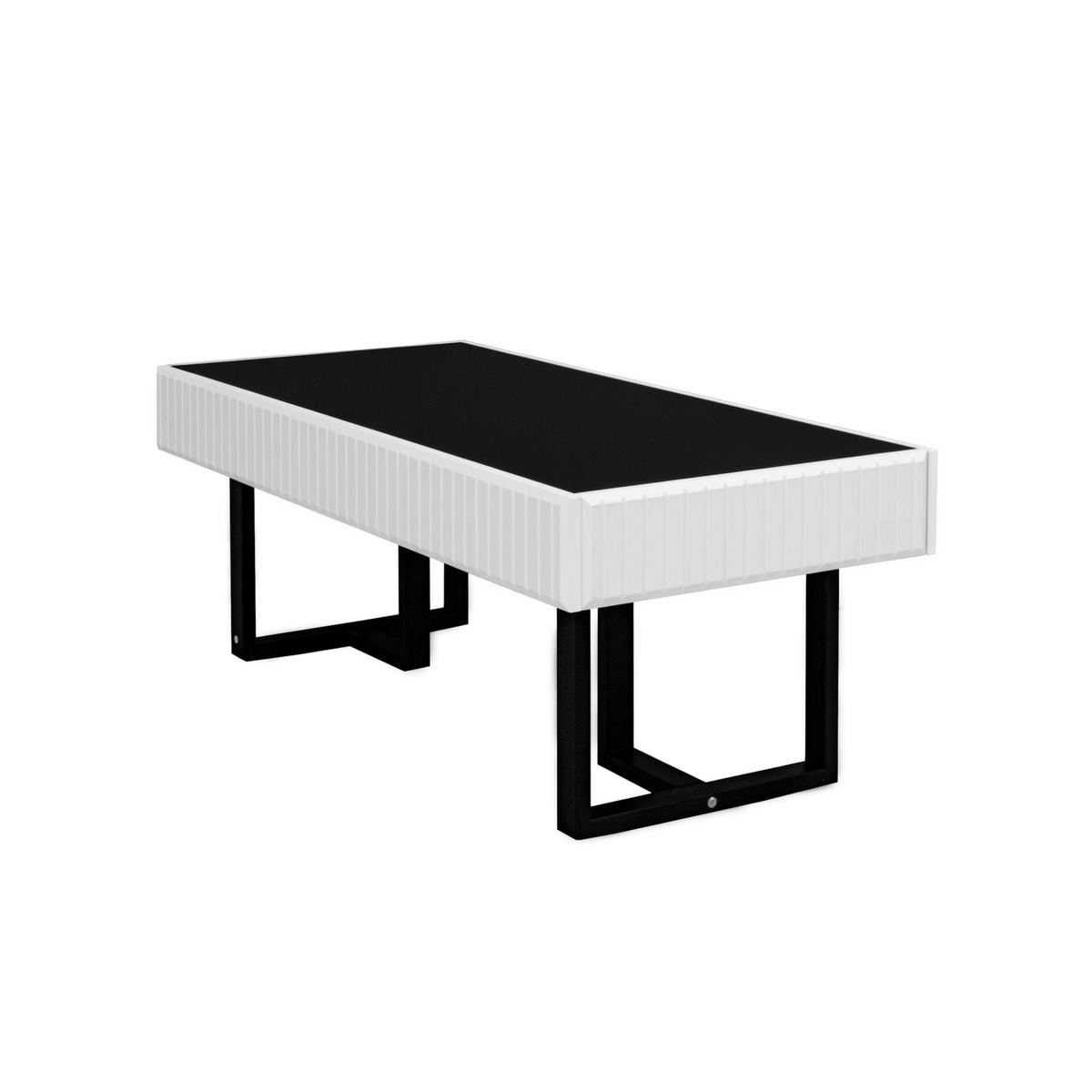 COUCHTISCH 110/50,5/41 cm mit hochglänzender Tischplatte und Eisengestell, Schwarz/Weiß - Schwarz, Holzwerkstoff (110/50.5/41cm) - Redom