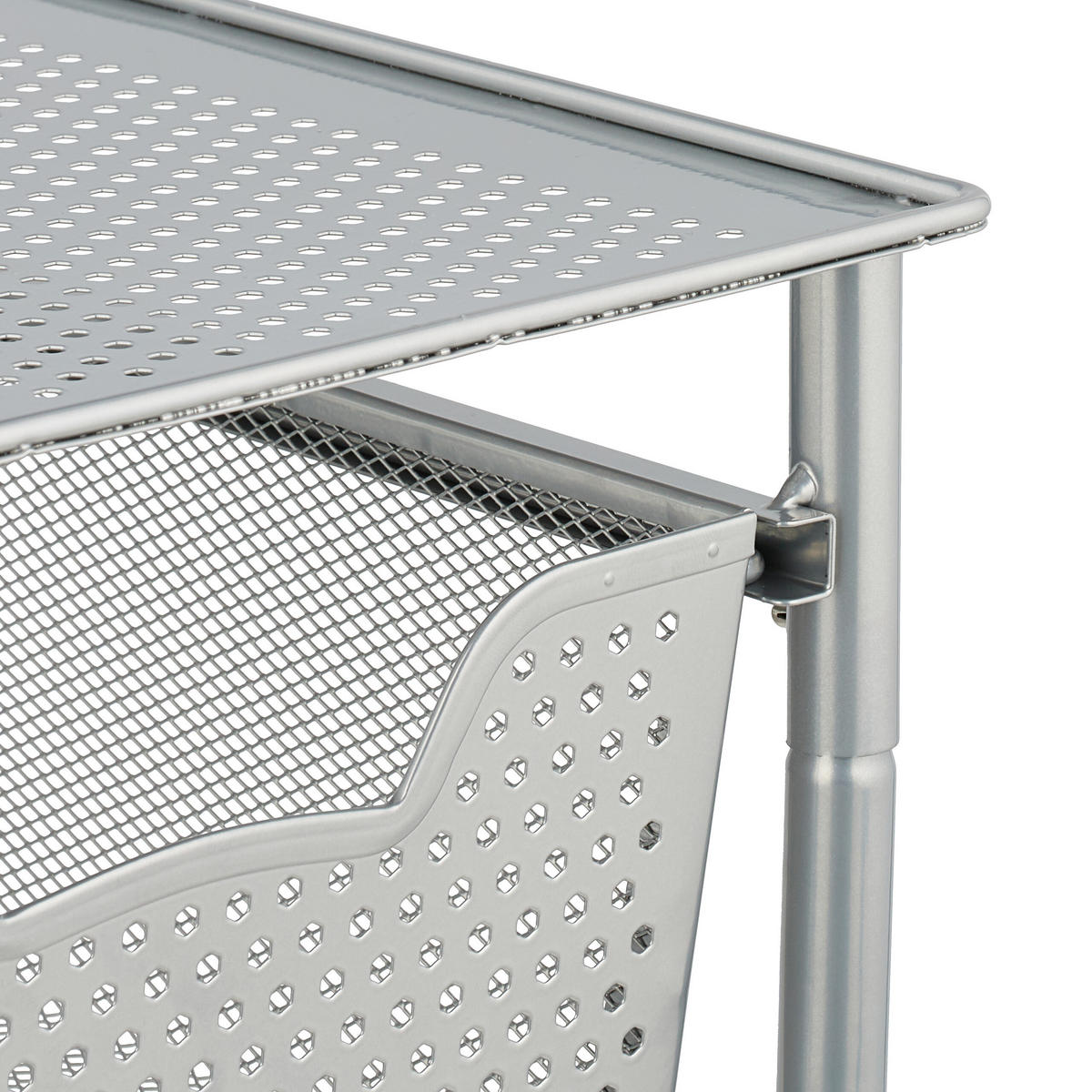 ORGANISERARE Silver stål med utdragbar korg 42,5 cm - Silverfärgad, Metall/Plast (28/19/42.5cm) - Relaxdays