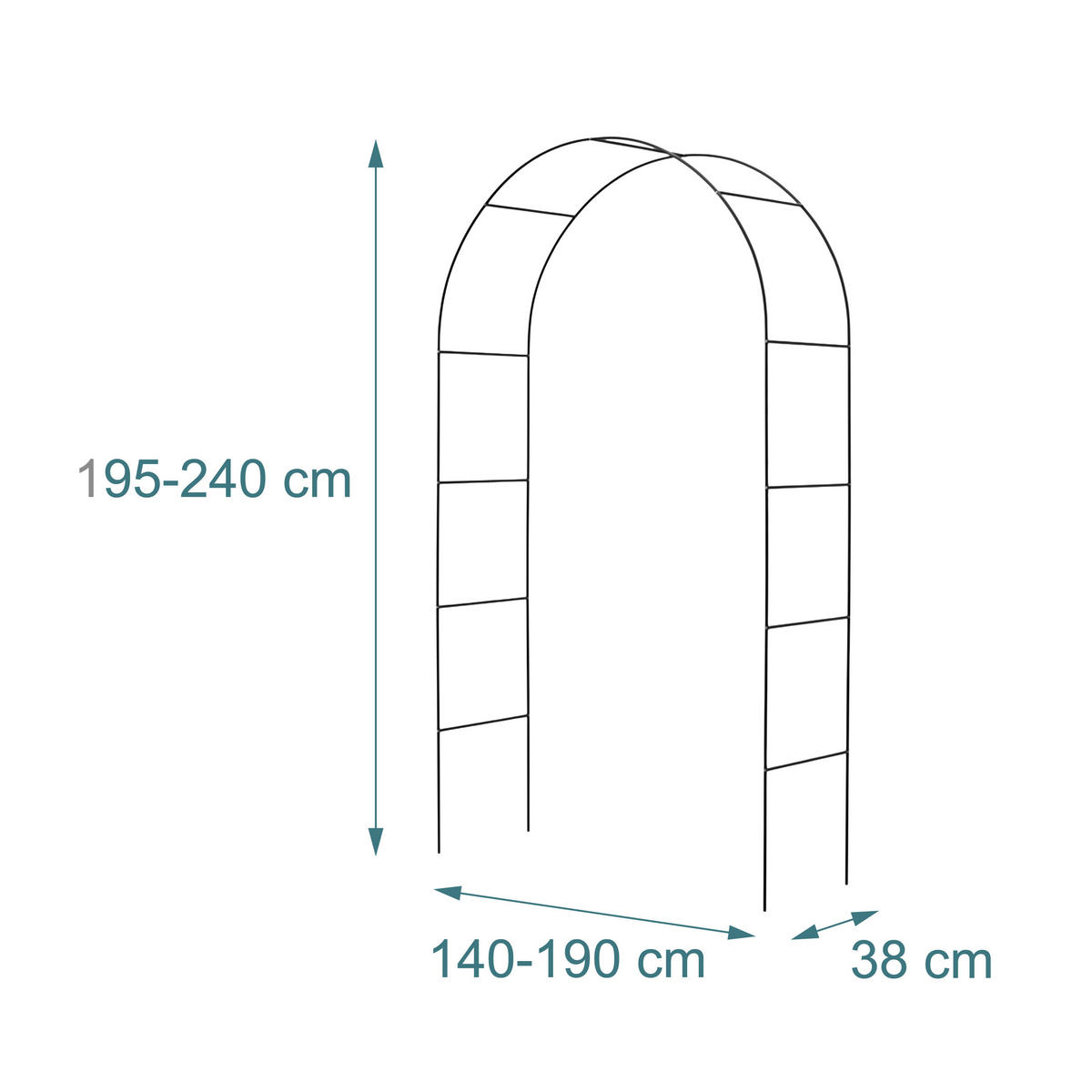 ROSENBOGEN - Schwarz, Metall (190/240/38cm) - Relaxdays