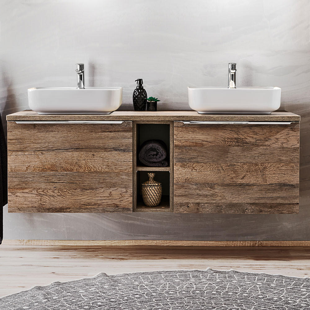 BADMÖBEL-SET 6-TLG. Puebla-56 - Braun, Holzwerkstoff (140/63/46cm) - Lomado