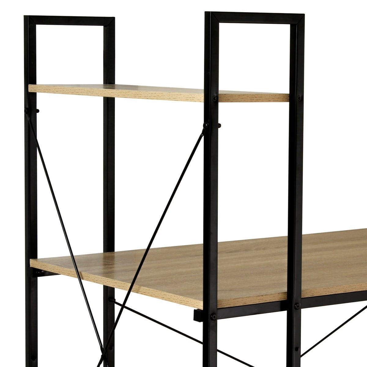 SCHREIBTISCH L120cm mit 4 Regalen im Industrial-Stil - Eschefarben, Holzwerkstoff (6.5/6.5/120cm) - Calicosy