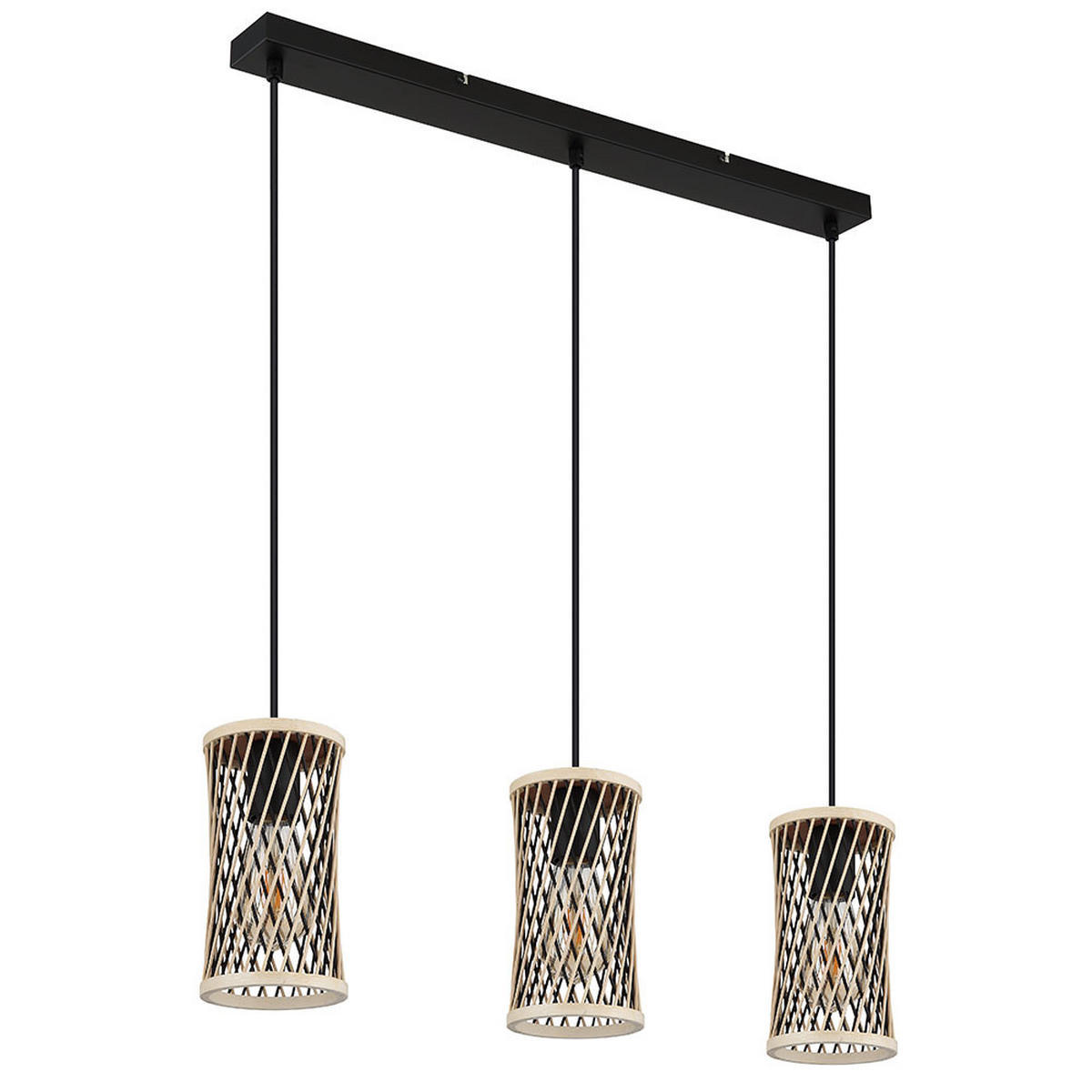 HÄNGELEUCHTE Metall Rattan Braun - Braun, Holz (72/12/150cm) - Globo Lighting