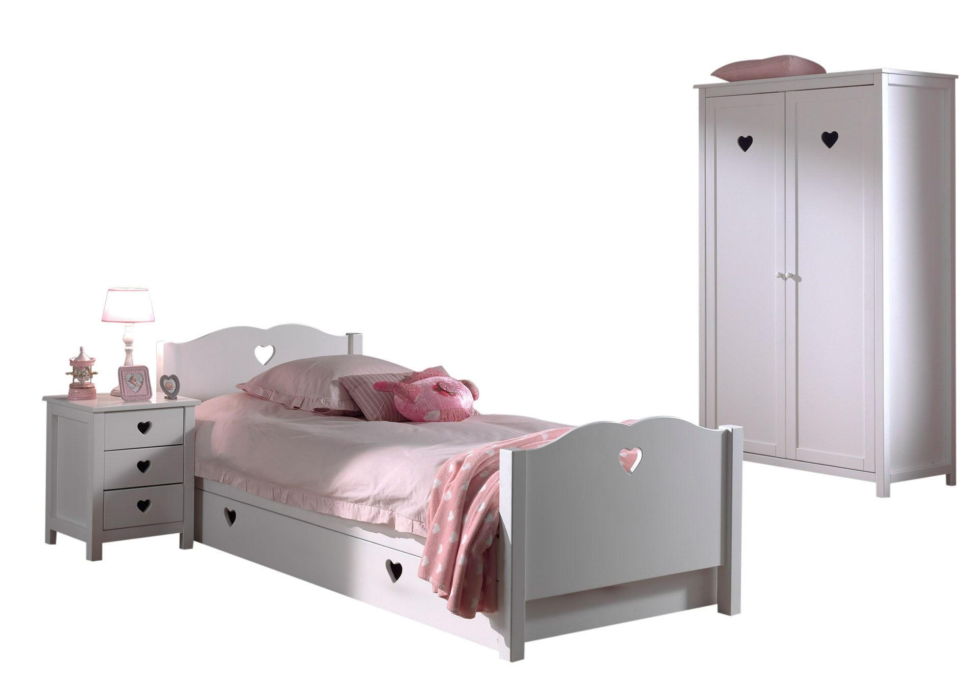 KINDERZIMMER Kamila 3 weiß aus MDF mit Bett, Schrank und Nachtkonsole - Weiß, Holzwerkstoff (320/80/120cm) - 58aufmkessel