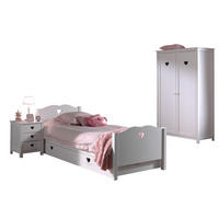 KINDERZIMMER Kamila 3 weiß aus MDF mit Bett, Schrank und Nachtkonsole - Weiß, Holzwerkstoff (320/80/120cm) - 58aufmkessel