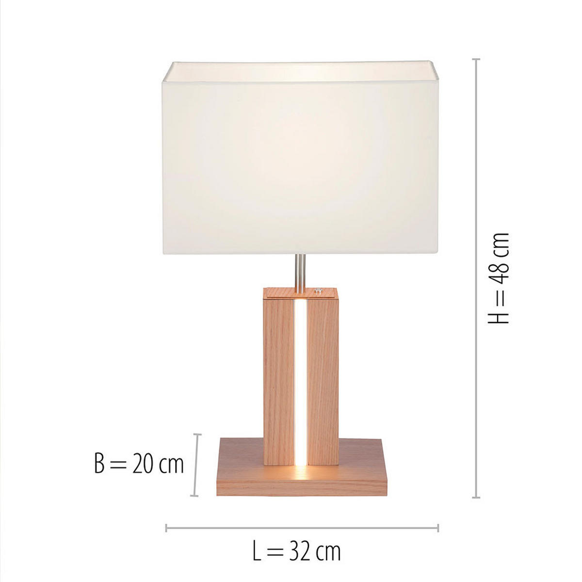 LED TISCHLEUCHTE Amanda Weiß Holzoptik - Weiß, Kunststoff (32/20/48cm)