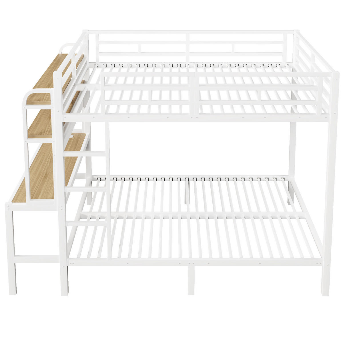 ETAGENBETT 140/200 cm in Weiß mit Schreibtisch, LED und USB-Anschluss - Weiß, Metall (140/200cm) - BEAOK