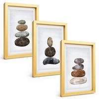 BILDER SET 3er Set - 20x30 cm Goldrahmen - Minimalistische Boho-Steine - Goldfarben, Kunststoff (20/30cm) - TULUP