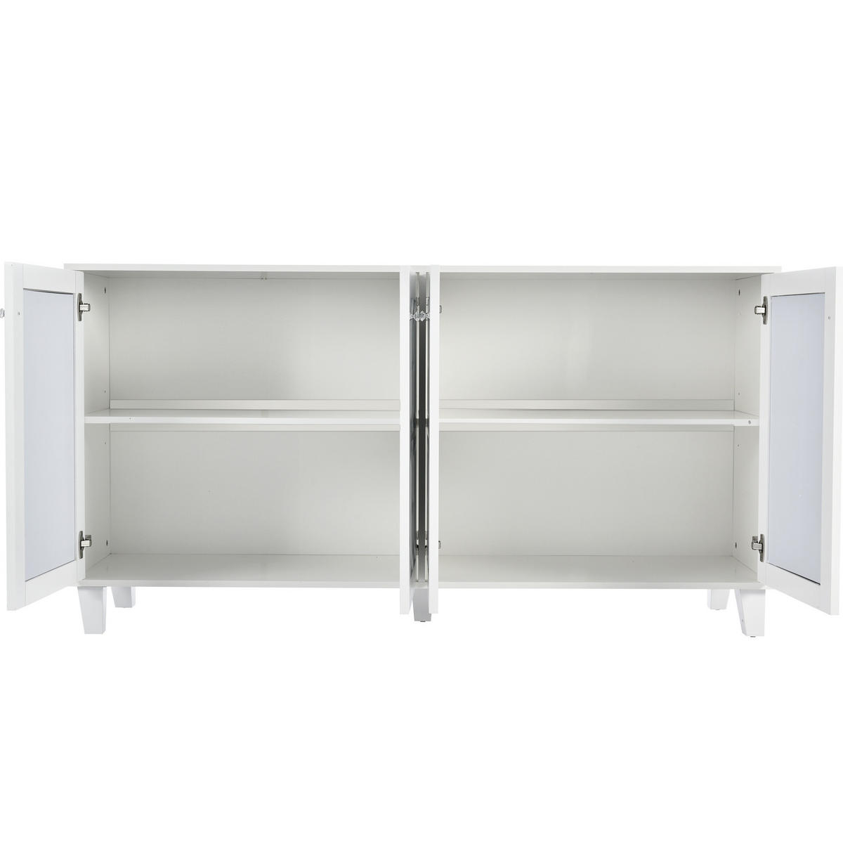 ANRICHTE 160/40/84 cm in Weiß mit 4 Türen und verspiegelter Front - Weiß, Holzwerkstoff (160/84/40cm) - Flora Grace
