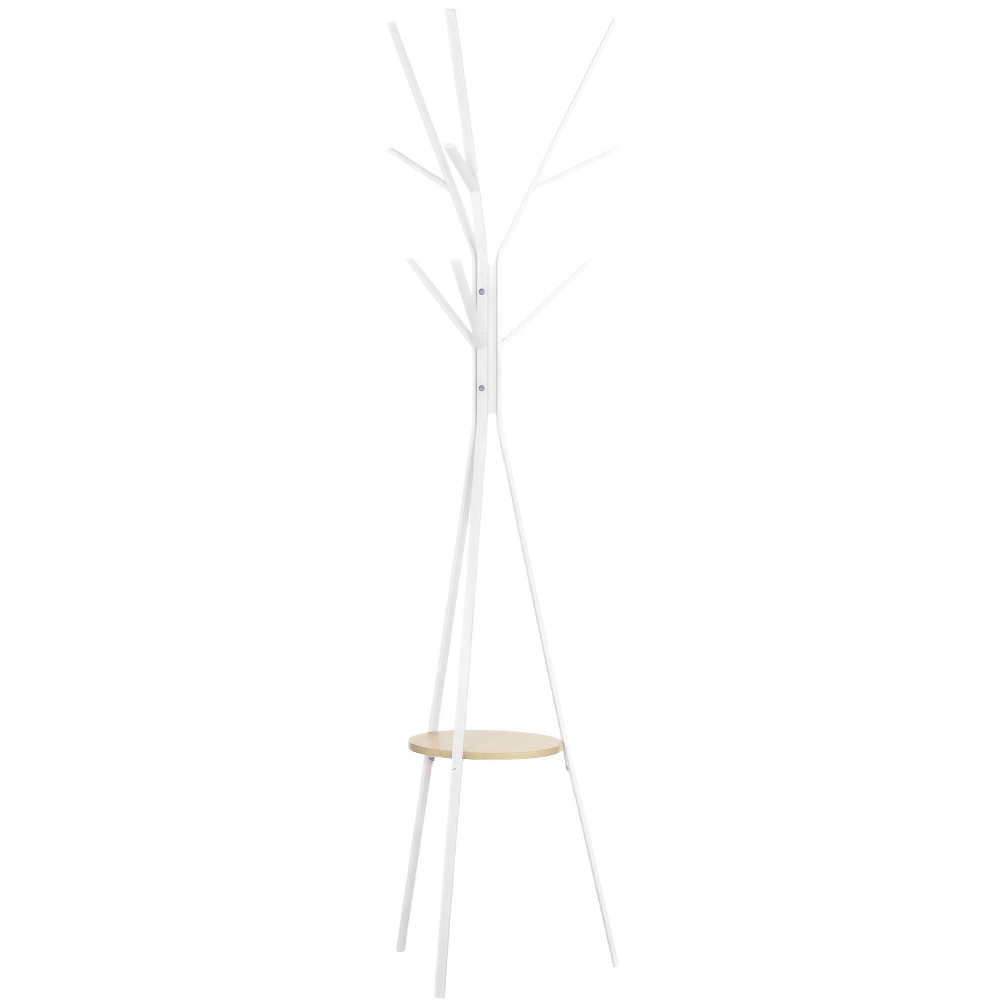 GARDEROBENSTÄNDER DE-17158 9 Haken & Ablage Weiß - Weiß, Metall (45/180/45cm) - ComfortXL