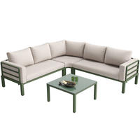GARTENMÖBEL-SET aus Eisen mit Couchtisch aus gehärtetem Glas, 4-5 Sitzer, 114/60/70,5 cm, Beige - Beige, Metall - Redom