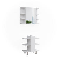 BADMÖBEL-SET Fynn Weiß 2 Teile Waschbeckenunterschrank und Bad Spiegelschrank - Weiß, Holzwerkstoff (79.6/64/36.6cm) - Vicco