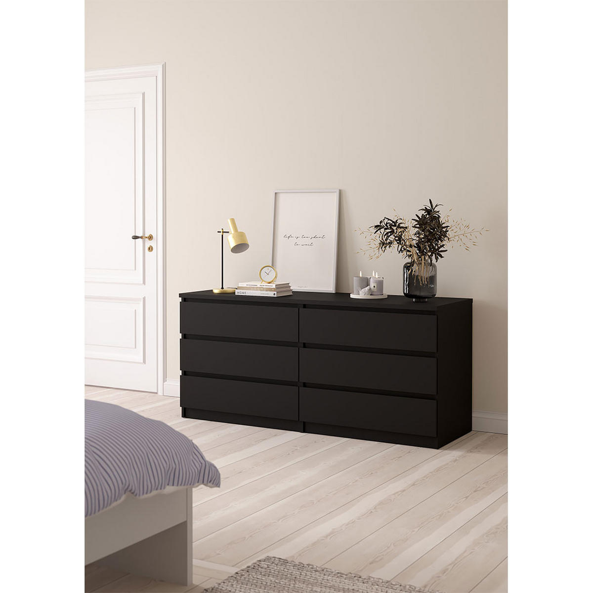 KOMMODE, Naia, Schwarz, Holzwerkstoff, 154 x 50 x 68 cm - Schwarz, Holzwerkstoff (154/68/50cm) - ebuy24