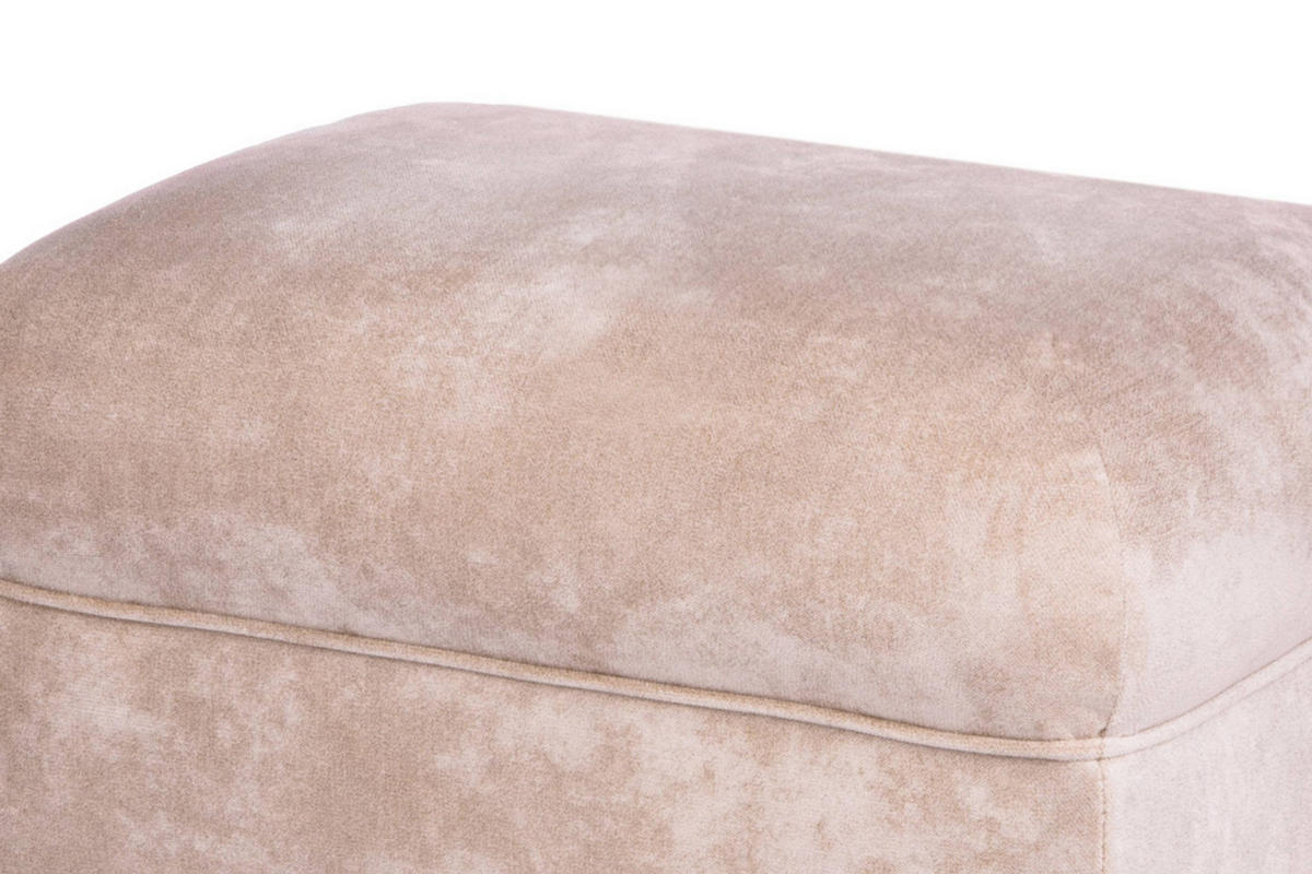 SITZHOCKER MILES Pouffe, Beige - Beige/Schwarz, Holz/Textil (55/42/40cm) - KONSIMO®