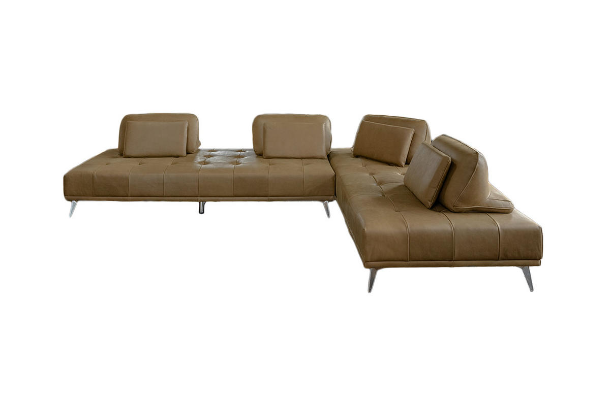 MODULSOFA WIOLO Beige Leder - Beige/Silberfarben, Leder/Metall (350/83/240cm) - KAWOLA