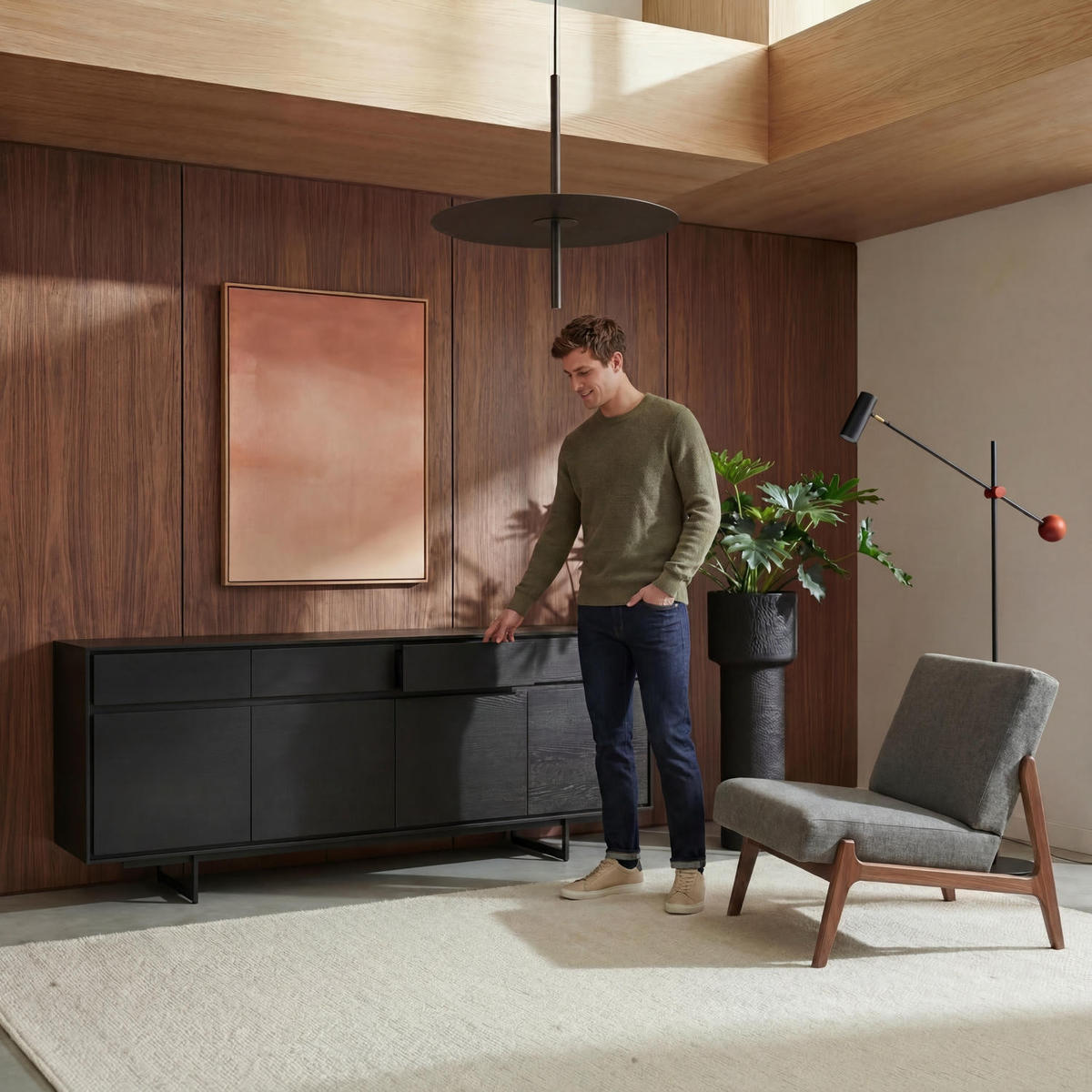 SIDEBOARD Schwarz - Schwarz, Holz/Holzwerkstoff (205/82/45cm) - Furnhouse