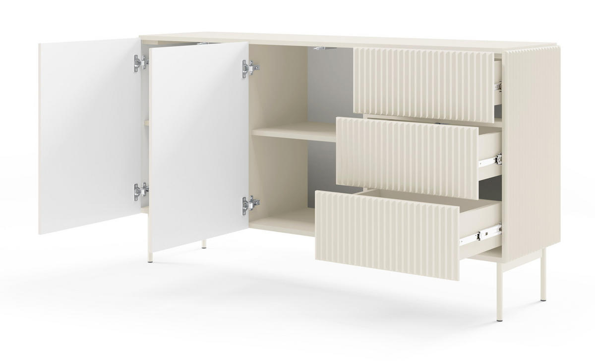 KOMMODE 147 cm mit 3 Schubladen Galiano, 2 Türen, Kaschmir - Kaschmir/Beige, Holz/Metall (147/81/40cm) - Emporius