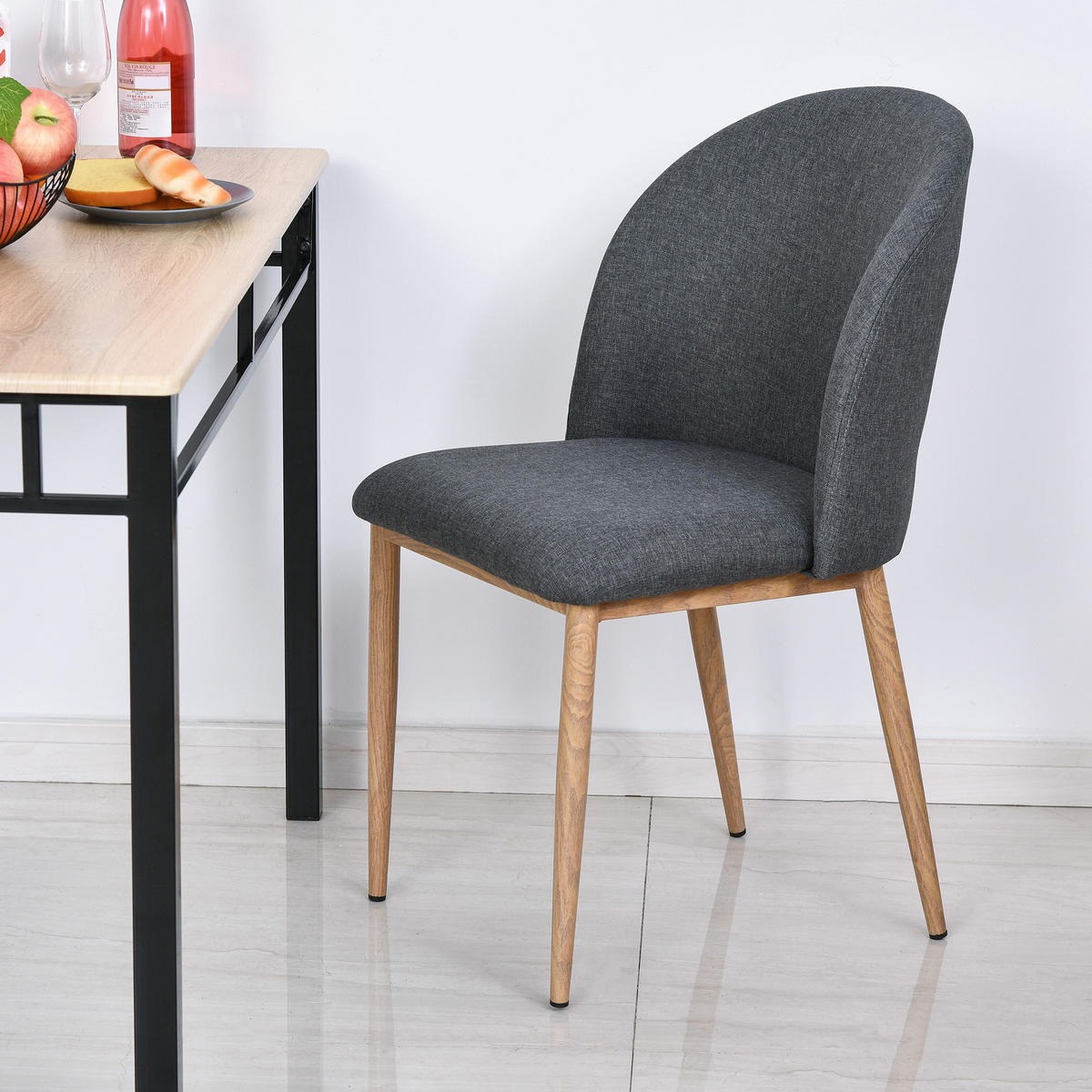 ESSZIMMERSTÜHLE 2er-Set DE-13174 Leinenbezug Grau - Grau, Holz (58/85/50cm) - ComfortXL