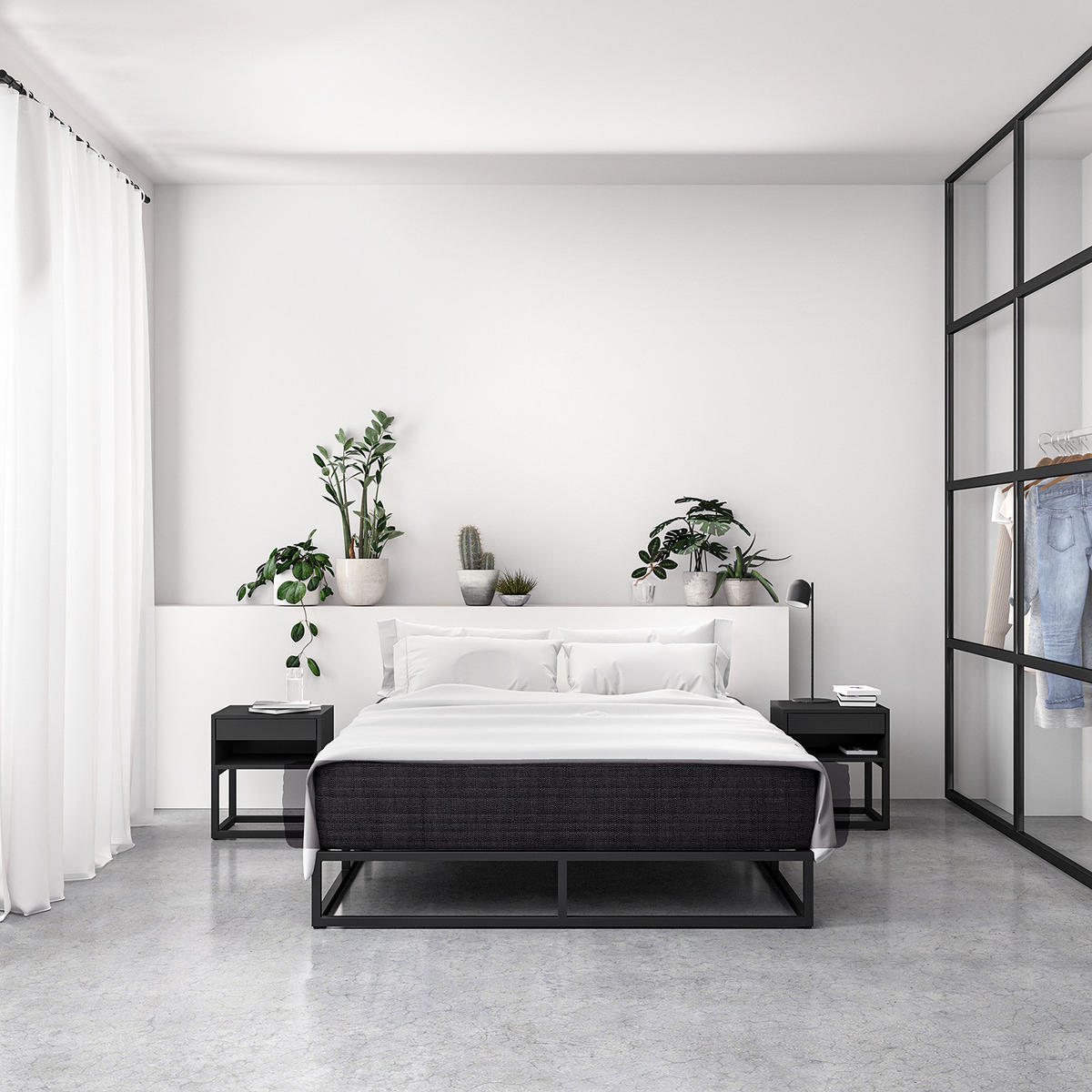 METALLBETT - Schwarz, Metall (140/200cm) - home24