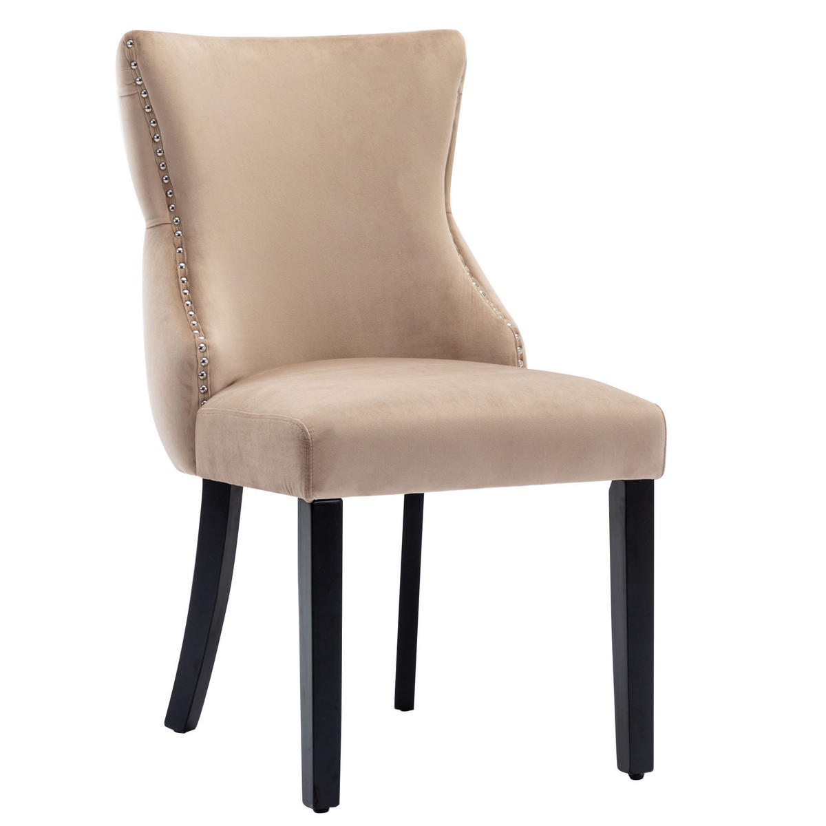 ECKESSESSEL 2er-Set mit Samtbezug und Massivholz, ergonomisch gepolstert, moderner Esszimmerstuhl, beige - Beige, Textil (52/91/50cm) - Luhomfu