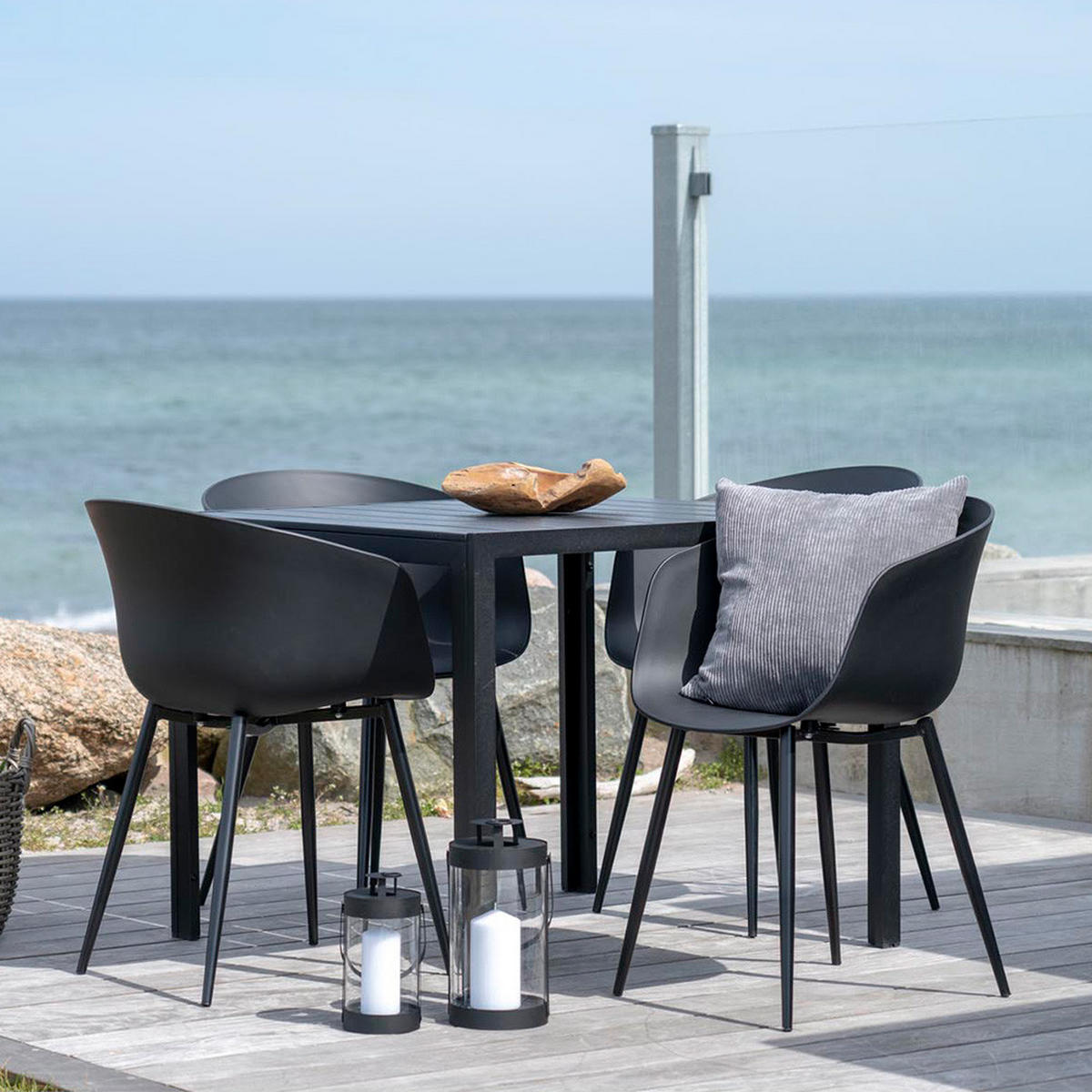 GARTENSTUHL 2er Set Schwarz - Schwarz, Holzwerkstoff (57/80/70cm) - ebuy24