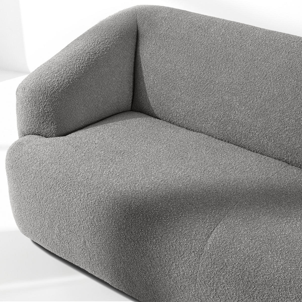 EINZELSOFA VIRA, Grau, Bouclé - Schwarz/Grau, Holz/Holzwerkstoff (210/84/100cm) - KONSIMO®
