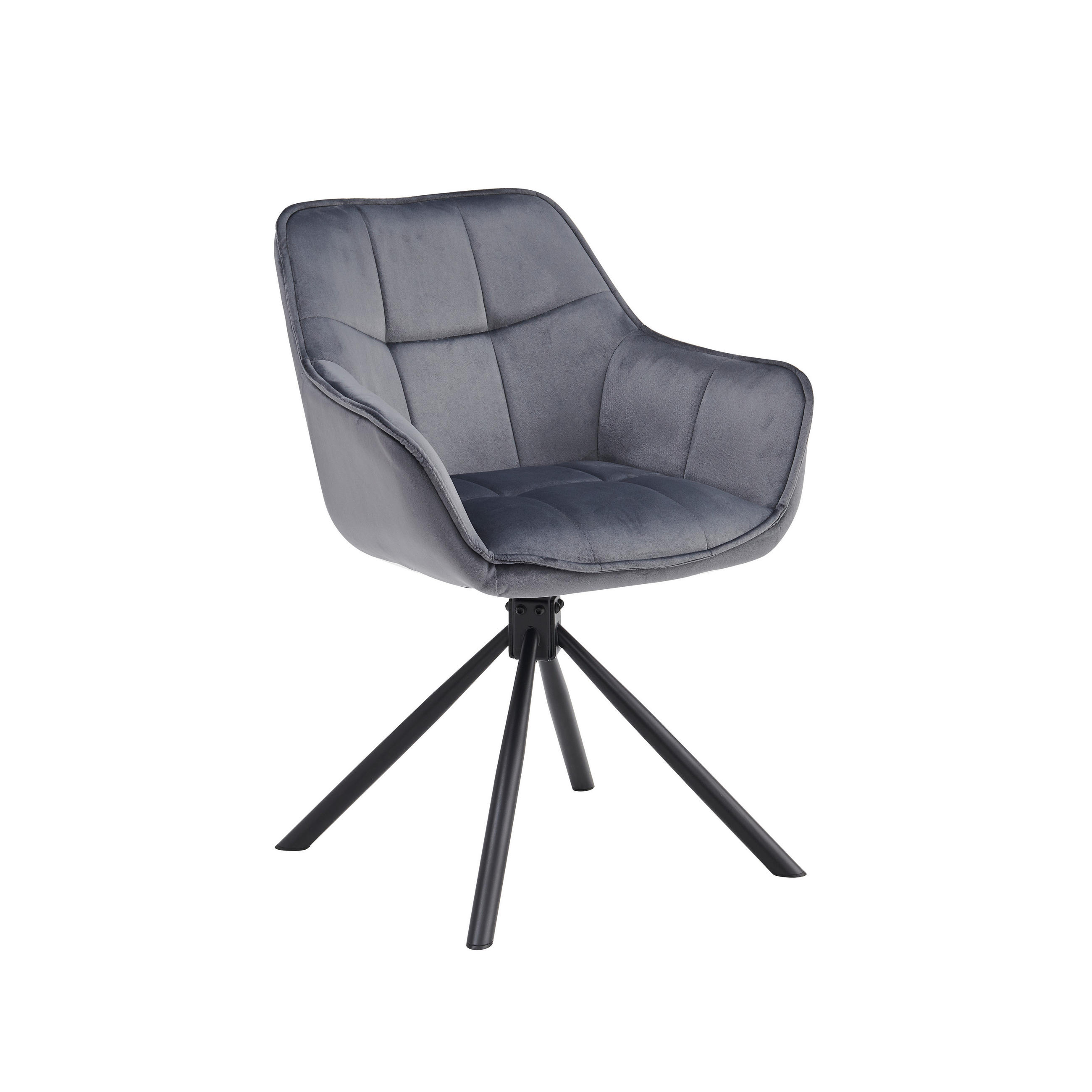 DREHSTUHL Drehsessel Samt mit Armlehne, 180° drehbar, 1 Stück, Beige - Beige/Schwarz, Metall (58/82/60cm) - AN Furniture Store