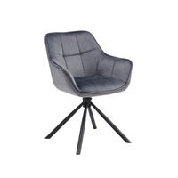 DREHSTUHL Drehsessel Samt mit Armlehne, 180° drehbar, 1 Stück, Beige - Beige/Schwarz, Metall (58/82/60cm) - AN Furniture Store